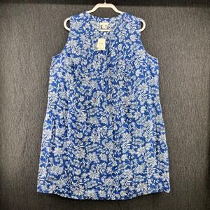 New J. Jill Love Linen Blue Floral Sleeveless Shift Dress Plus Size 2X NWT